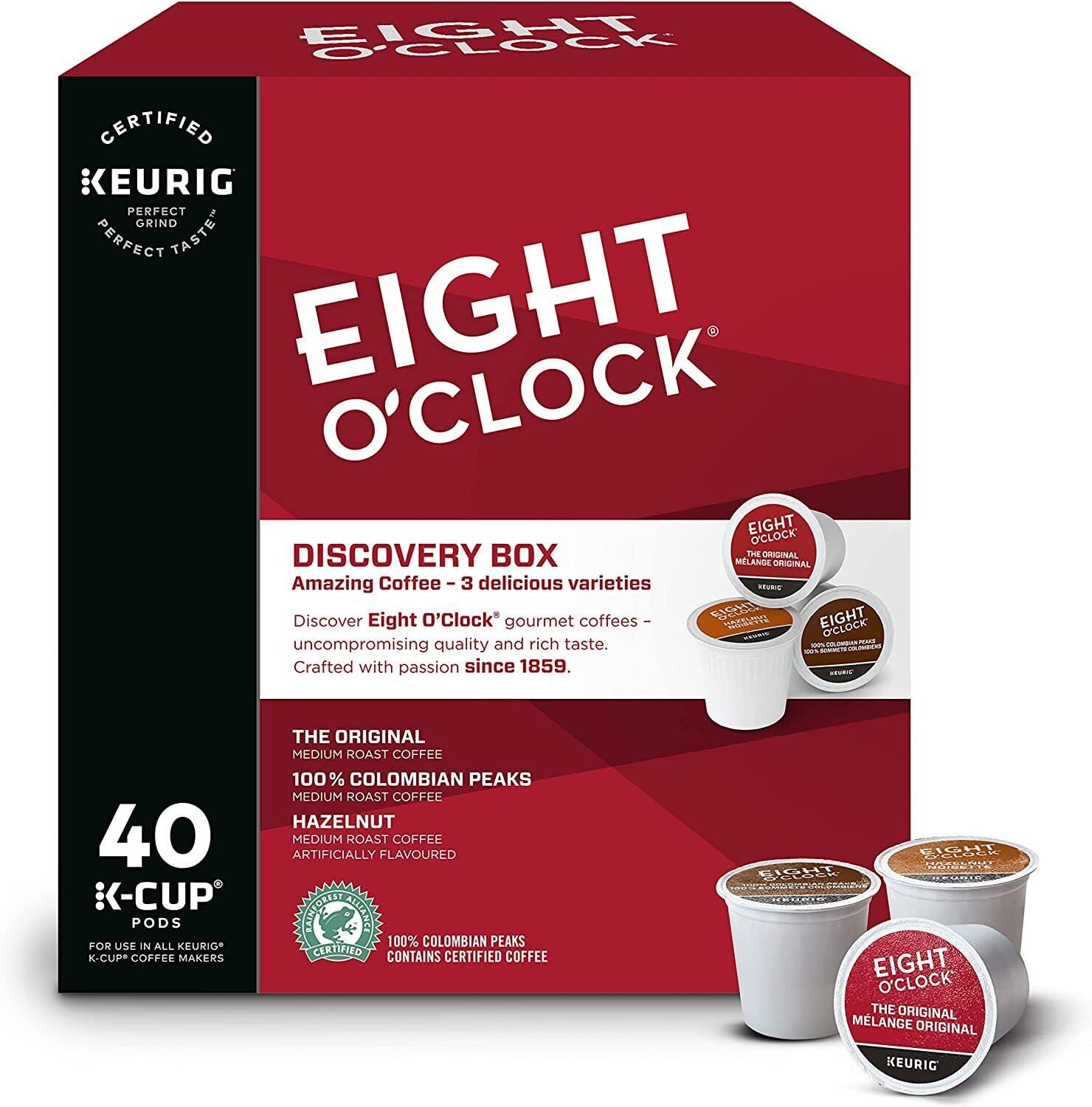 Eight O'Clock Discovery Box K-Cup Coffee Pods - 40 Count Variety Pack for Keurig Brewers