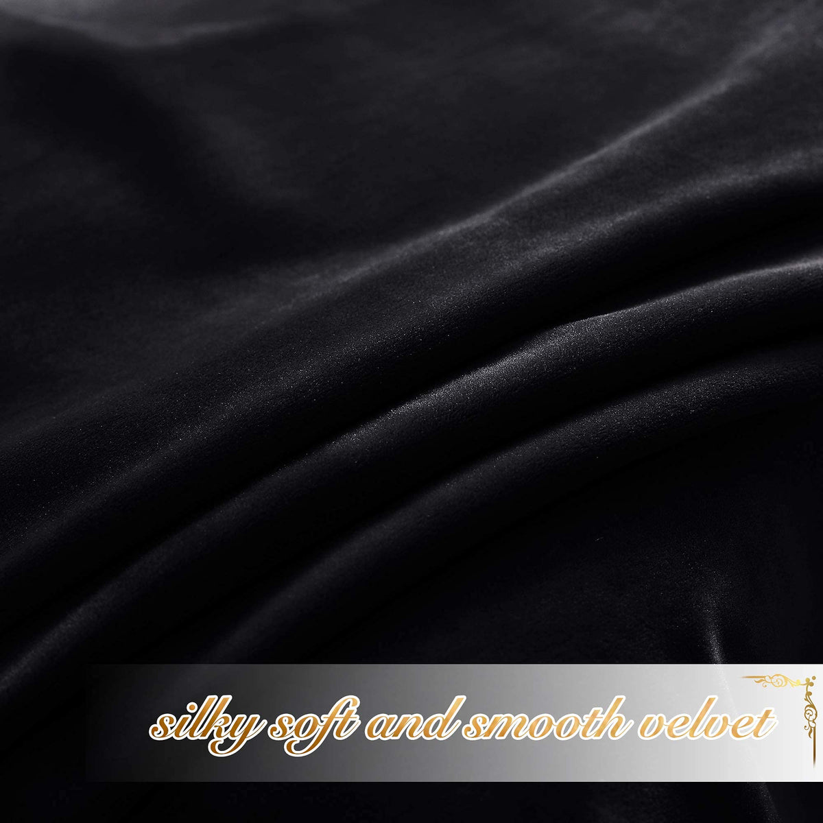 NICETOWN Black Velvet Curtains 84 Inches 2 Panels, 52 W, Grommet