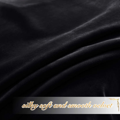 NICETOWN Black Velvet Curtains 84 Inches 2 Panels, 52 W, Grommet
