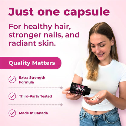 Biotin 10000MCG Hair Vitamins For Hair Growth Women | Canadian-Made | Promotes Healthy Skin & Nail Growth - Supports Muscle Function - Biotin Supplement - Hair Growth Products for Women - 120 capsules - Available at All In One Marketplace Canada
