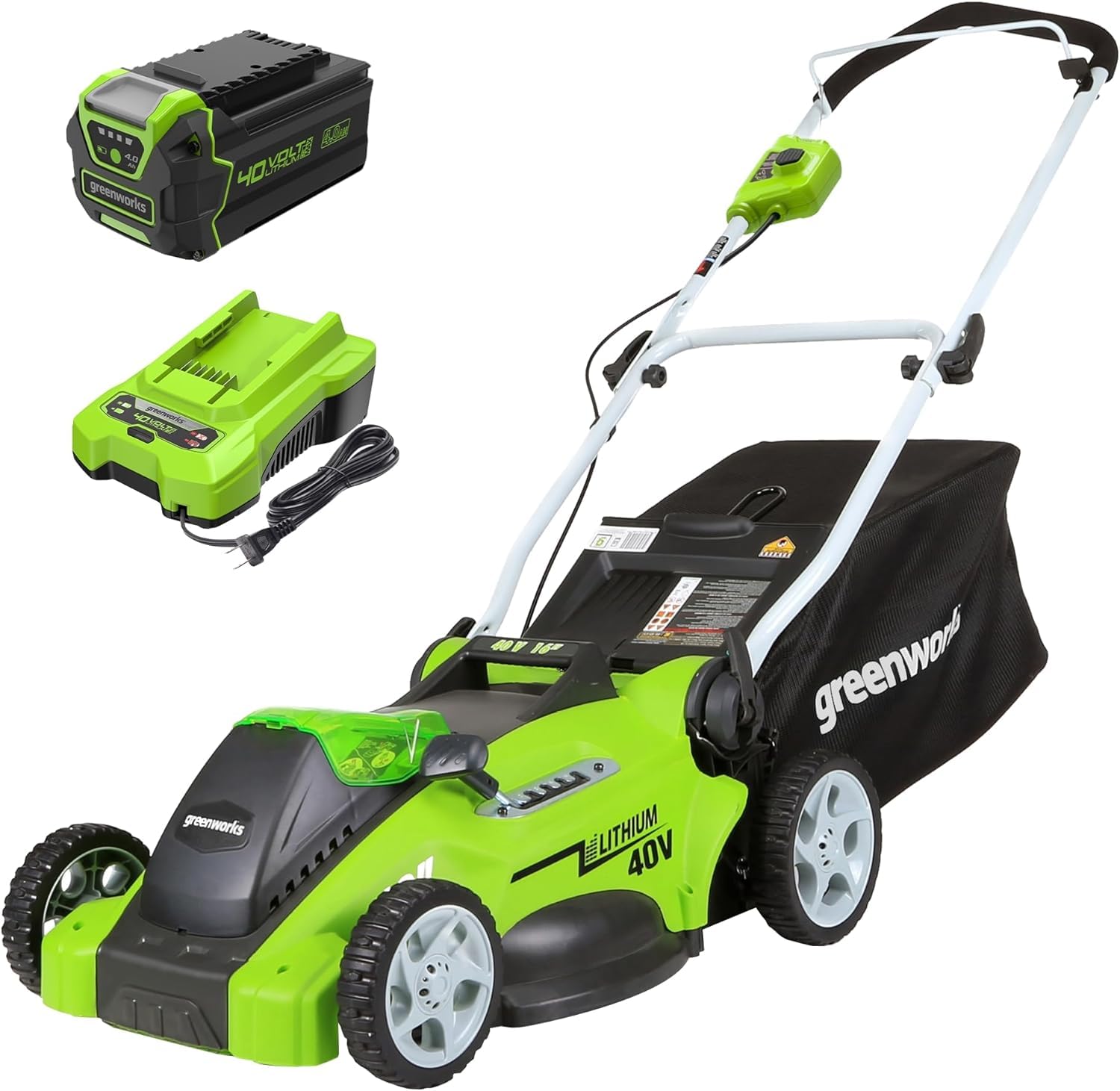 Greenworks 40V 16-inch Cordless Lawn Mower, 4.0 Ah Battery and Charger Included 25242 - Available at All In One Marketplace Canada