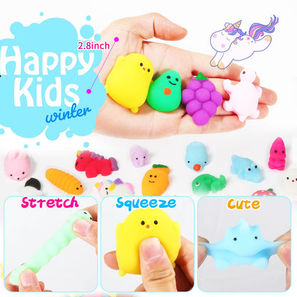 FUNNYB&G Kawaii Mochi Squishies Fidget Toy - 100 pcs Squishy Party Favors Kids Classroom Prize Birthday Goodie Bag Stuffers - Stress Relief Pack for Girls Boys Christmas Valentines Gift (Classic) 🍁 All In One Marketplace Canada
