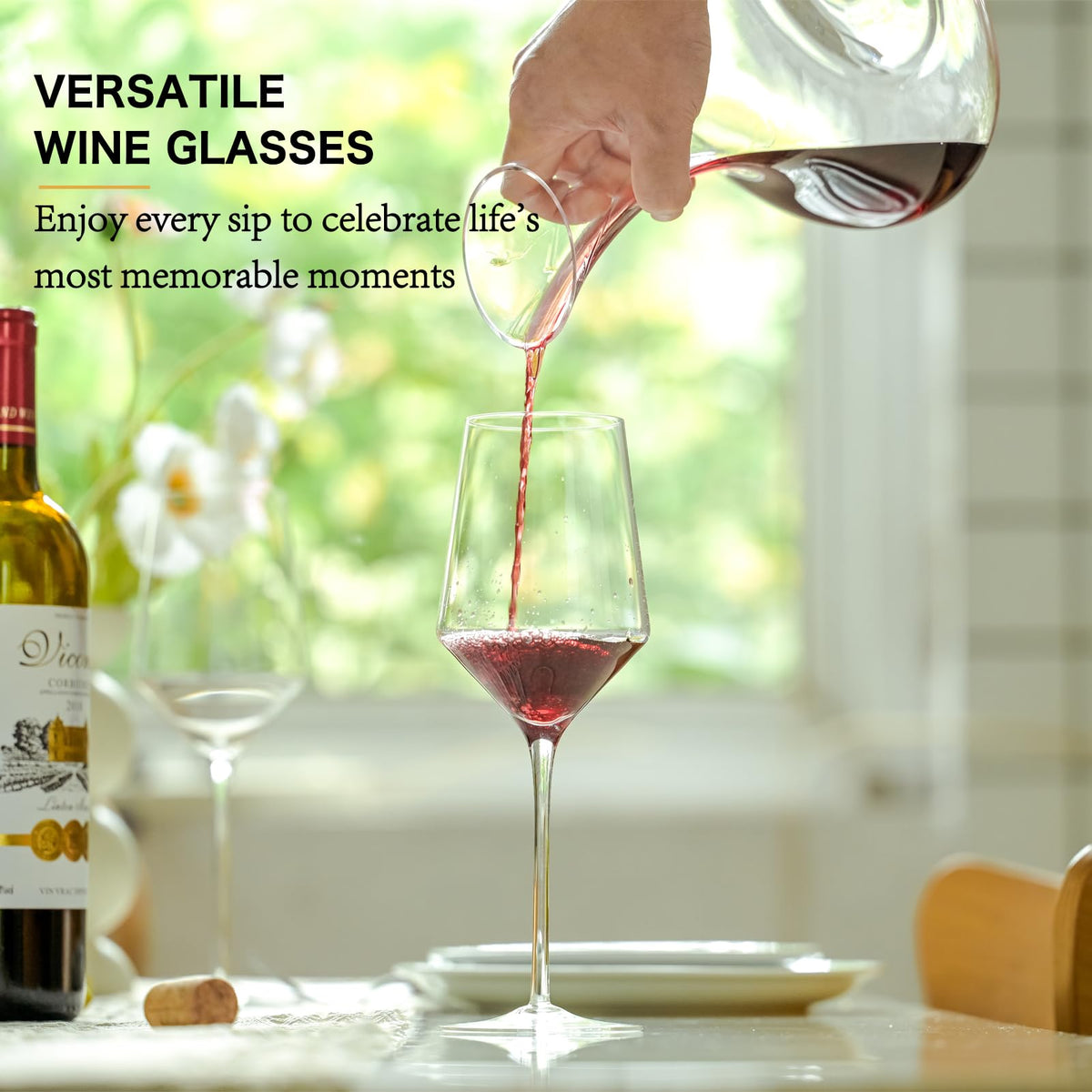 BACLIFE Hand Blown Red Wine Glasses Set of 4, Premium 15 oz Crystal Wine Glasses with Long Stem – Unique Gift for Wedding, Anniversary, Christmas, Daily Use 🍁 All In One Marketplace Canada