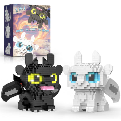 IBLOTIME Micro Dragon Building Sets Easter 1158 PCS Fantasy Black White Dragon Models with Movable Wings Micro Bricks Creative Display Gift Christmas Birthday Ages 14+ 🍁 All In One Marketplace Canada