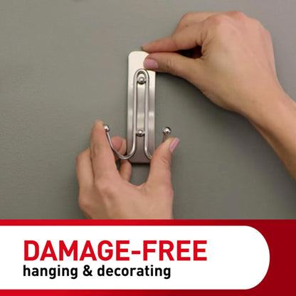Command Large Wall Hooks, Damage Free Hanging Wall Hooks with Adhesive Strips, No Tools Double Wall Hooks for Hanging Christmas Decorations, 2 Satin Brass Plastic Hooks and 2 Command Strips 🍁 All In One Marketplace Canada
