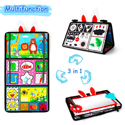 Inbeby Tummy Time Mirror Toy & Play Activity Cinrkle Mat, Black and White High Contrast Baby Newbron Toys 0 3 6 Months Brain Development, Snesory Texture Piano Infant Toys 0 3 6 Months with Squeaker - Available at All In One Marketplace Canada