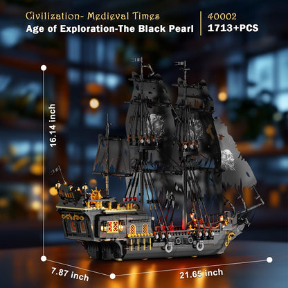 JMBricklayer Black Pirate Ship Model Building Set with Lights for Adults 🍁 All In One Marketplace Canada