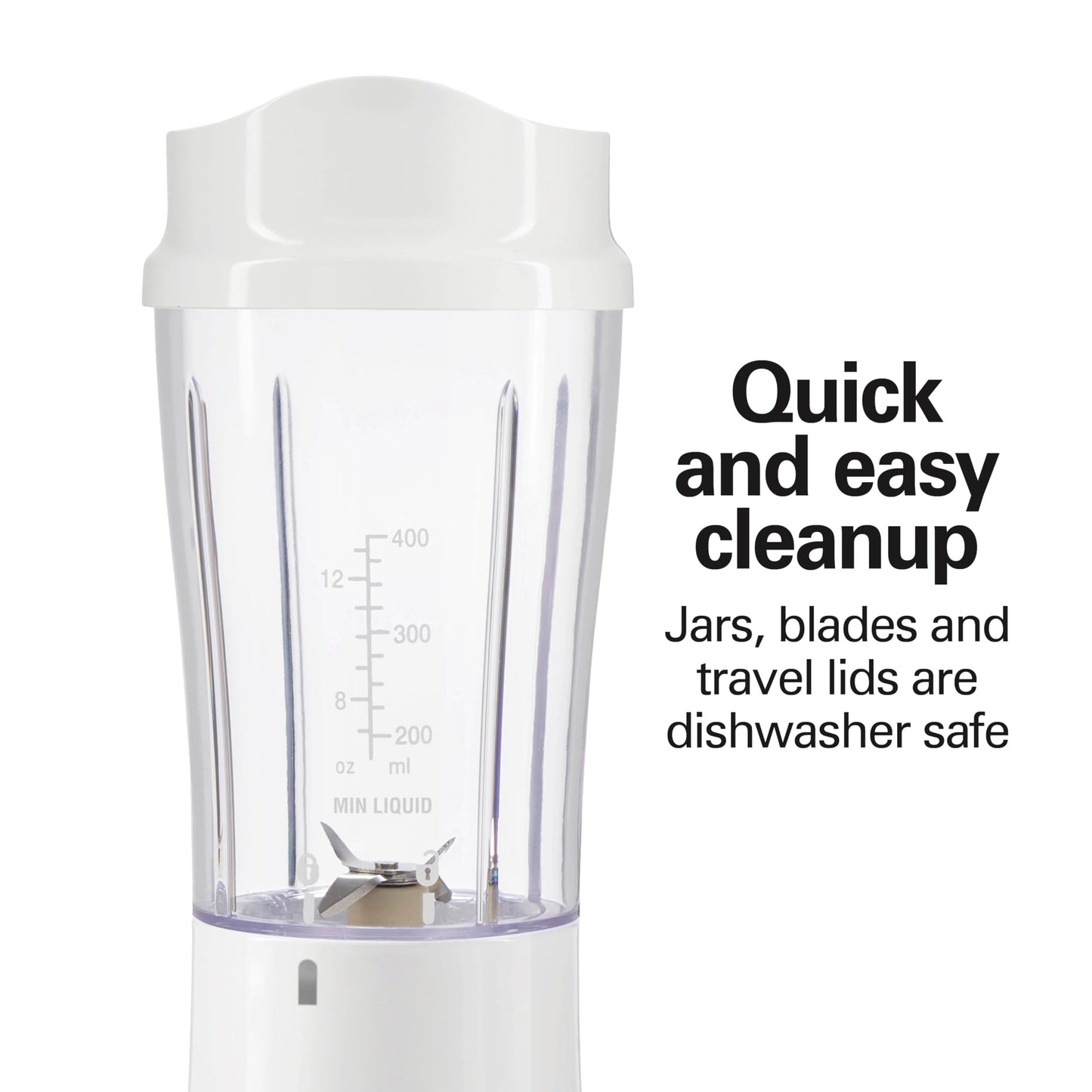 Hamilton Beach Personal Blender for Smoothies & Protein Shakes, Portable Single Serve Blender with 2 Travel Jars & Lids, 14 oz BPA-Free Cups, Stainless Steel Blades, 300W, White, 51102G 🍁 All In One Marketplace Canada