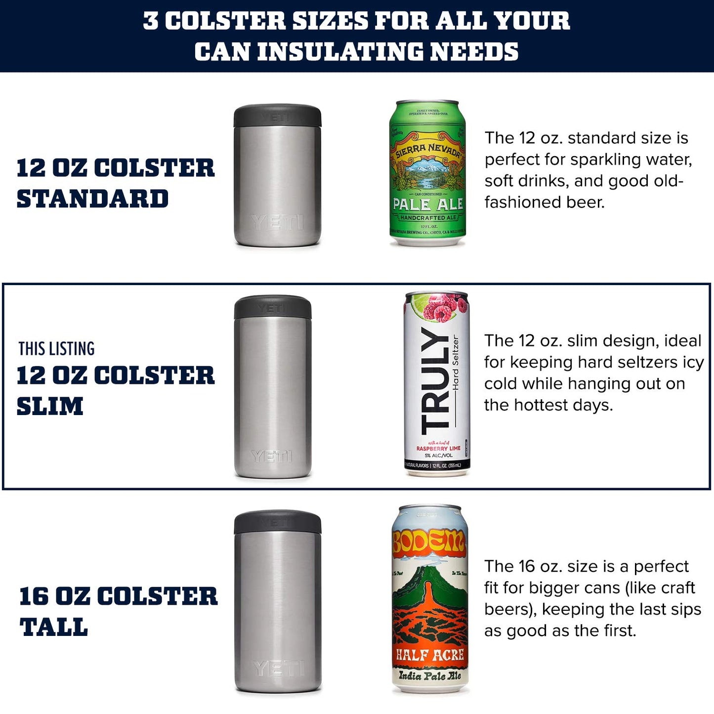 YETI Rambler 12 oz. Colster Slim Can Insulator for The Slim Hard Seltzer Cans, Black - Available at All In One Marketplace Canada