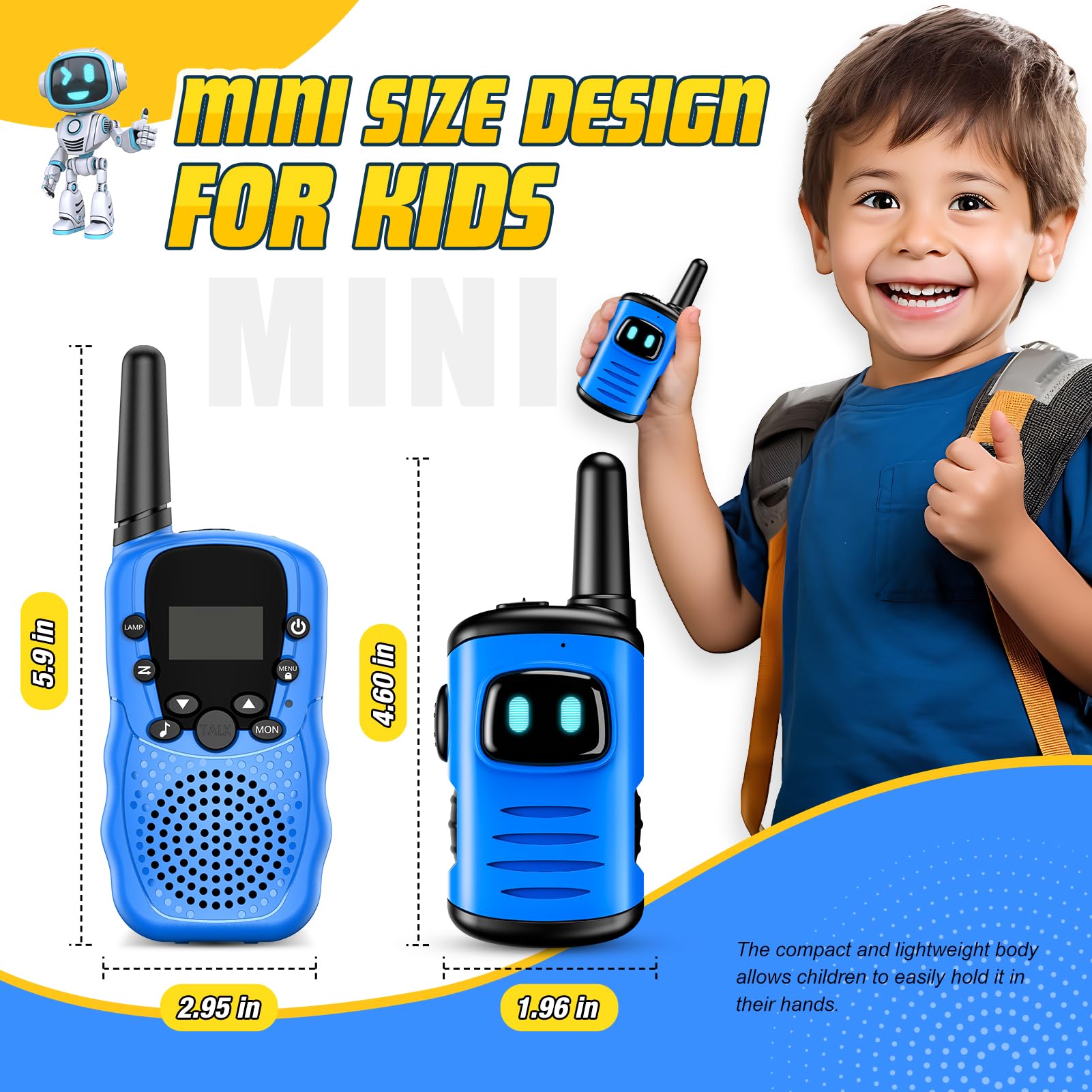 Walkie Talkies for Kids, Exssary Toys for 3-6 Year Old Boys Outdoor Toys for Kids 3-5 Walkie Talkie 3 4 5 6 Year Old Boy Gifts Hiking Camping Toy Easter Christmas Birthday Gifts for Boy Blue