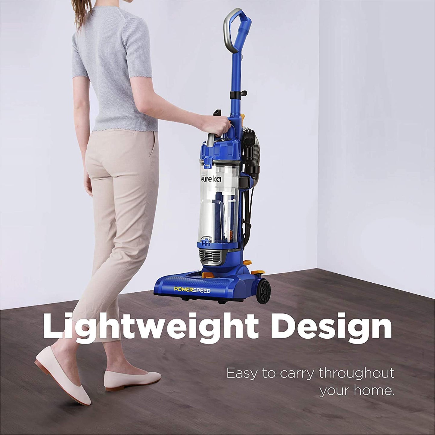 Eureka Powerful Bagless Upright Vacuum Cleaners for Home Pets, Lightweight Household Vacuum Cleaner for Carpet and Hard Floor, PowerSpeed NEU182C with 5 Height Adjustment, Blue EUREKA