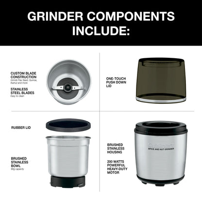 Cuisinart Electric Spice-and-Nut Grinder, Stainless/Black (SG-10C)