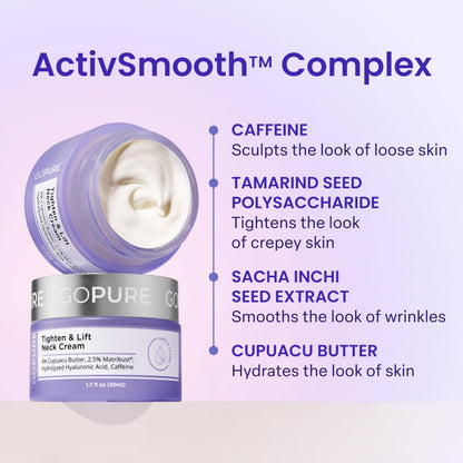goPure Tighten & Lift Neck & Chest Moisturizer Cream for Visibly Firming, Tightening and Lifting Wrinkles & Crepey Skin, 1.7oz - Available at All In One Marketplace Canada