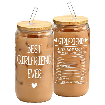 Valentines Day Gift for Her Girlfriend, Christmas, 16oz Glass Cup 🍁 All In One Marketplace Canada