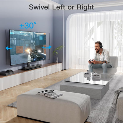 PERLESMITH Swivel Universal TV Stand/Base - Table Top TV Stand for 24-60 inch LCD LED TVs - Height Adjustable TV Mount Stand with Tempered Glass Base, VESA 400x400mm, Holds up to 99lbs PSTVS09 PERLESMITH