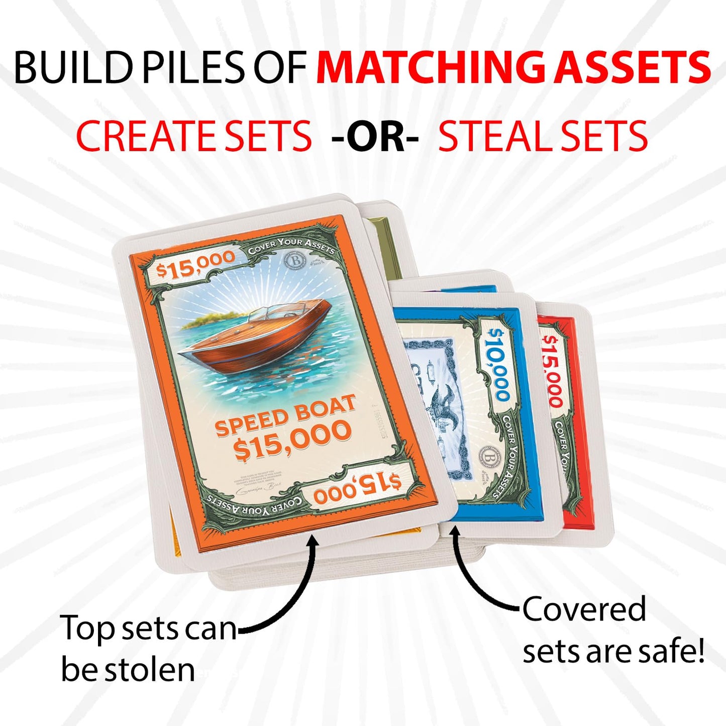 Cover Your Assets Card Game by Grandpa Beck's Games - Fun Family-Friendly Set-Collecting Game for Kids, Teens & Adults - from the Creators of Skull King - Ideal for 2-6 Players Ages 7+ Grandpa Beck's Games