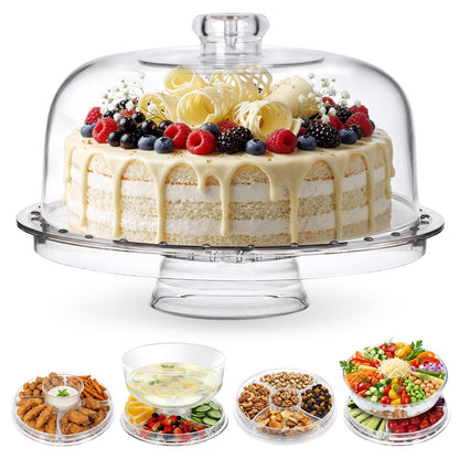 Almcmy Acrylic Cake Stand with Dome for Party Desserts, 1 Spoon 1 Fork 🍁 All In One Marketplace Canada