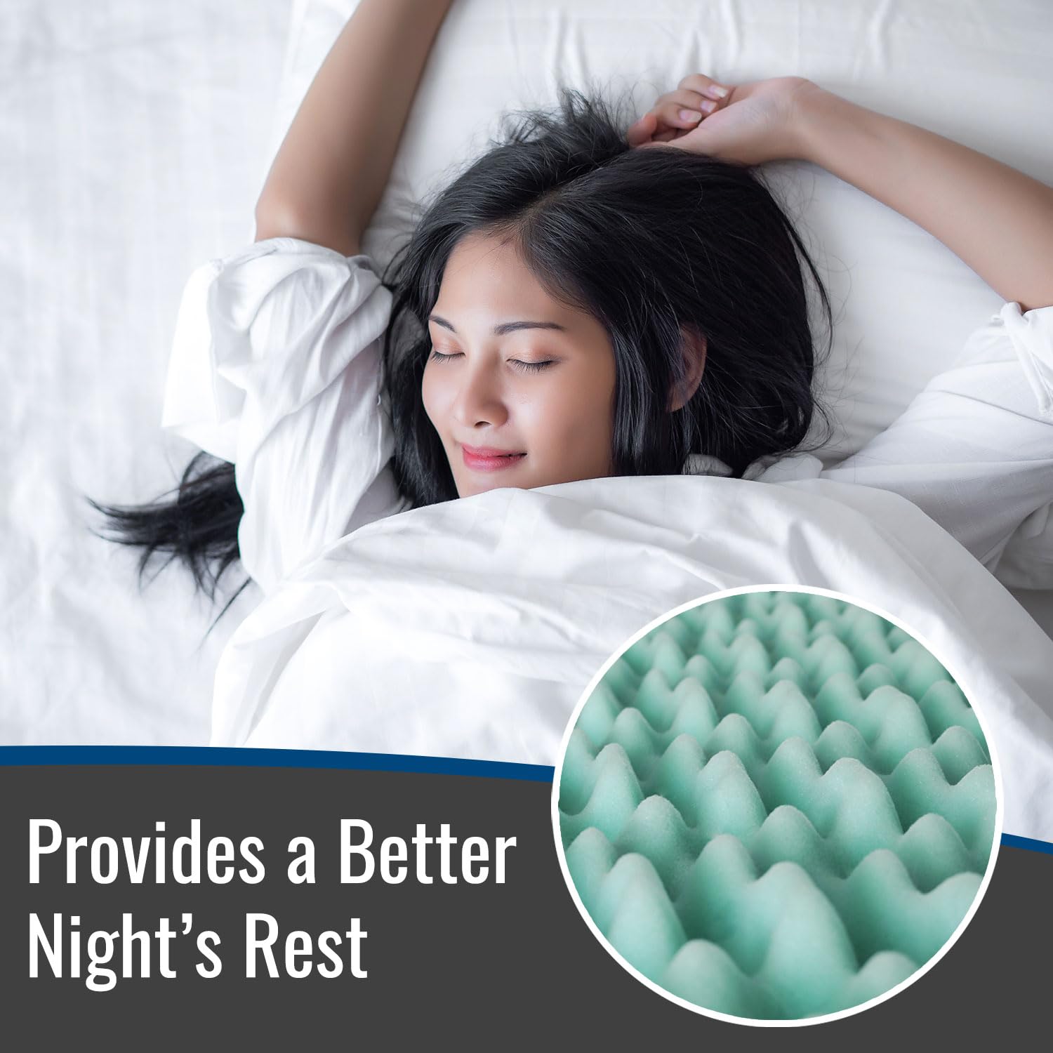 DMI Foam Mattress Topper, Egg Crate Foam Pad, Mattress Pad and Bed Topper for Support, Air Circulation, Pressure Relief and Weight Distribution, Twin Size Mattress, 33 x 72 x 2,Blue - Available at All In One Marketplace Canada