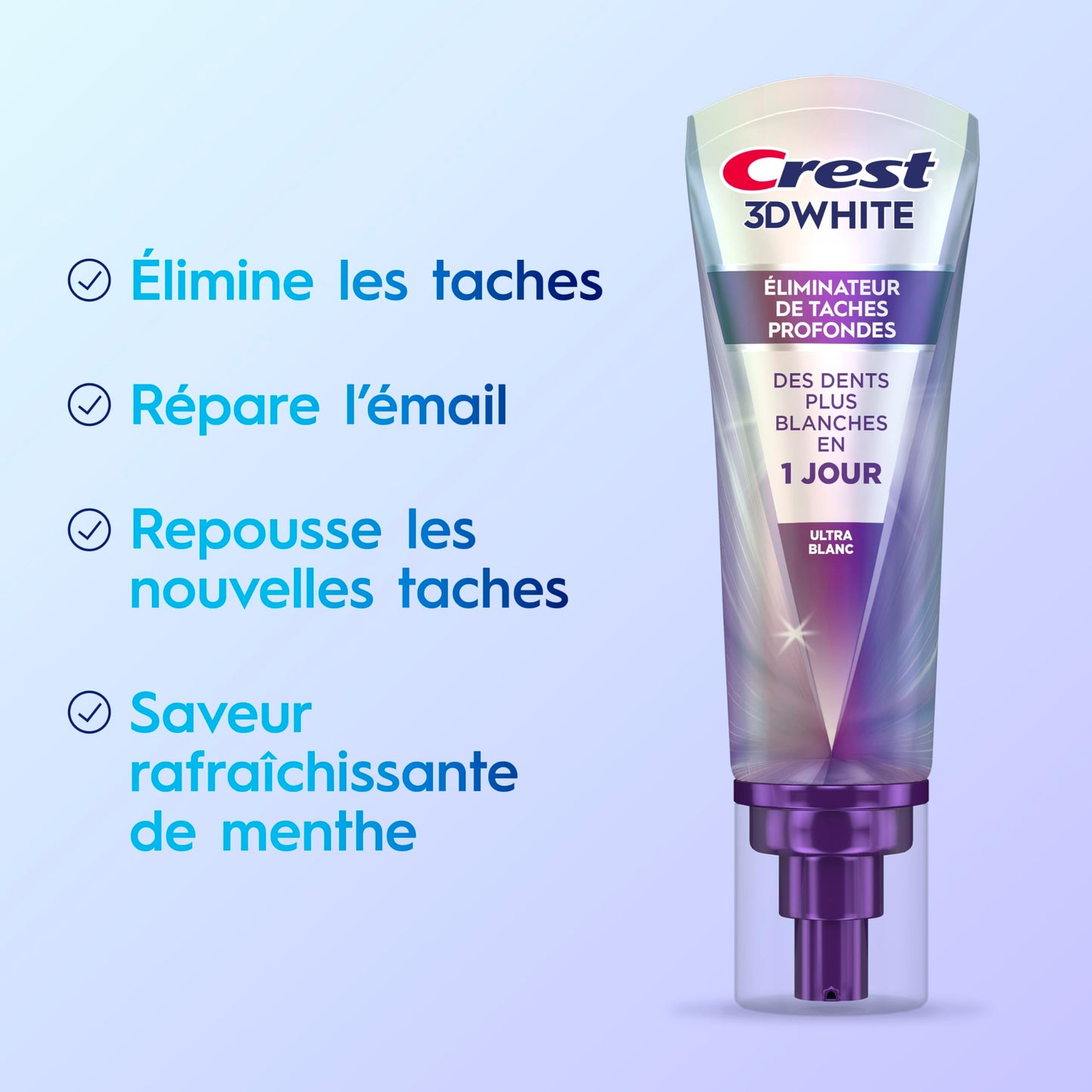 Crest Toothpaste 3DWhite Deep Stain Remover Ultra White - Daily Use - 67mL - Pack of 2