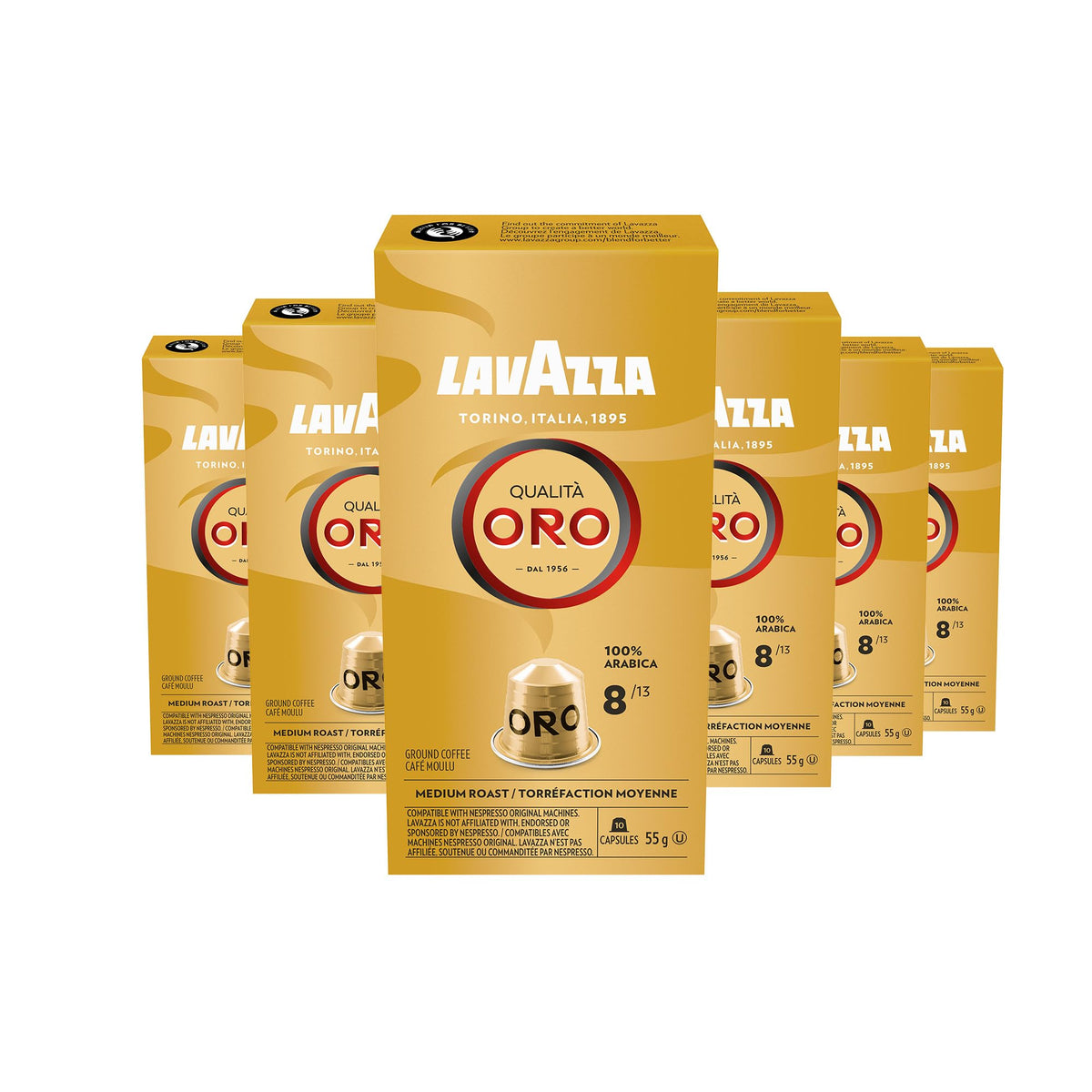 Lavazza Qualita Oro Medium Roast Coffee Capsules Compatible with Nespresso Original Machines, 100% Arabica, floral and fruit notes (100 capsules)