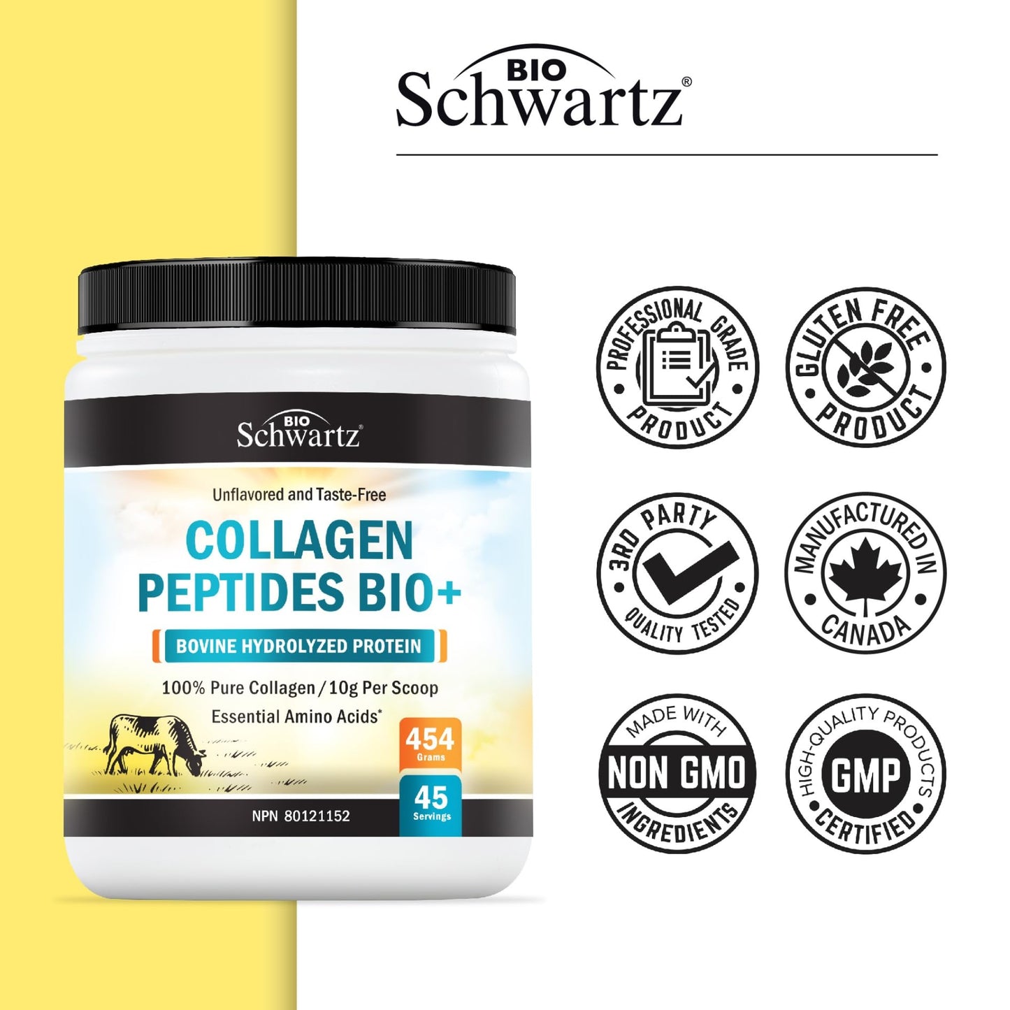 Collagen Peptides Powder | Hydrolyzed Collagen Powder with 18 Essential Amino Acids | Supports Healthy Skin Hair & Nails | Bone & Joint Support | Unflavored, Non GMO, Gluten Free | Easy to Mix | 16 oz - Available at All In One Marketplace Canada