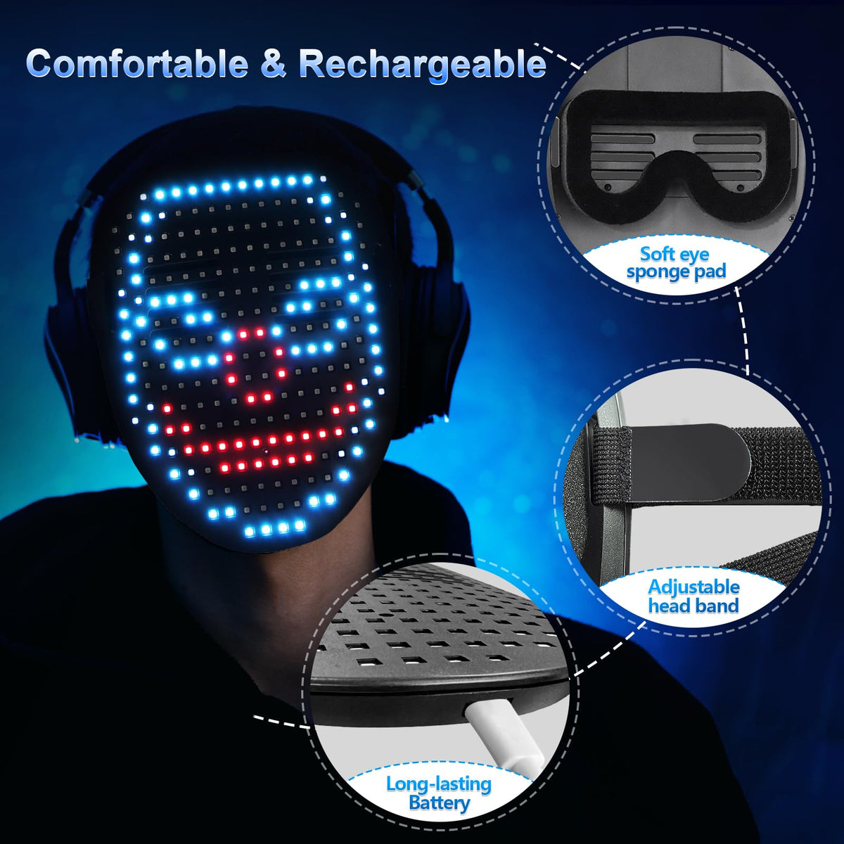 LED Light Up Mask with Gesture Sensing, Kids Toys Gifts for Boys 🍁 All In One Marketplace Canada