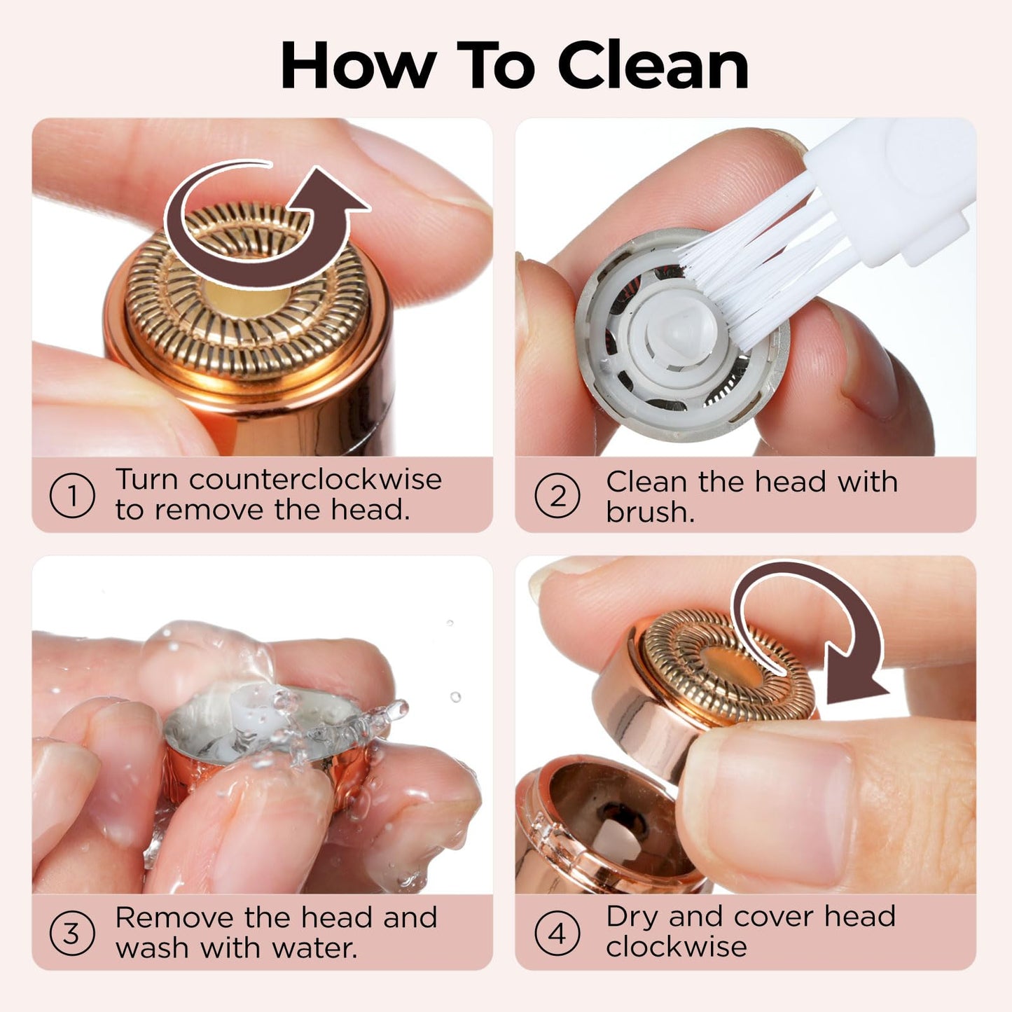 Kradaa Facial Hair Removal for Women: Electric Face Razor with LED Light - Painless & Instant Results Mini Shaver for Travel Use (Rose Gold) - Available at All In One Marketplace Canada