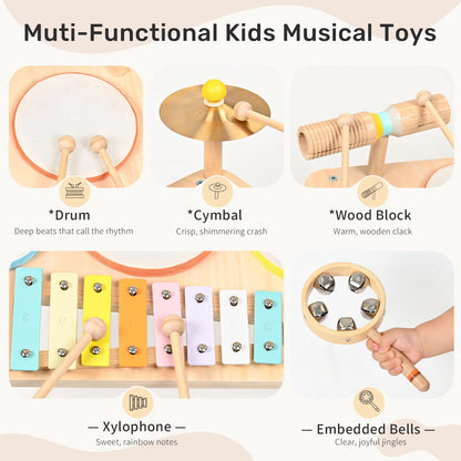 WINGYZ Kids Drum Set, 9-in-1 Wooden Musical Instruments with Xylophone 🍁 All In One Marketplace Canada