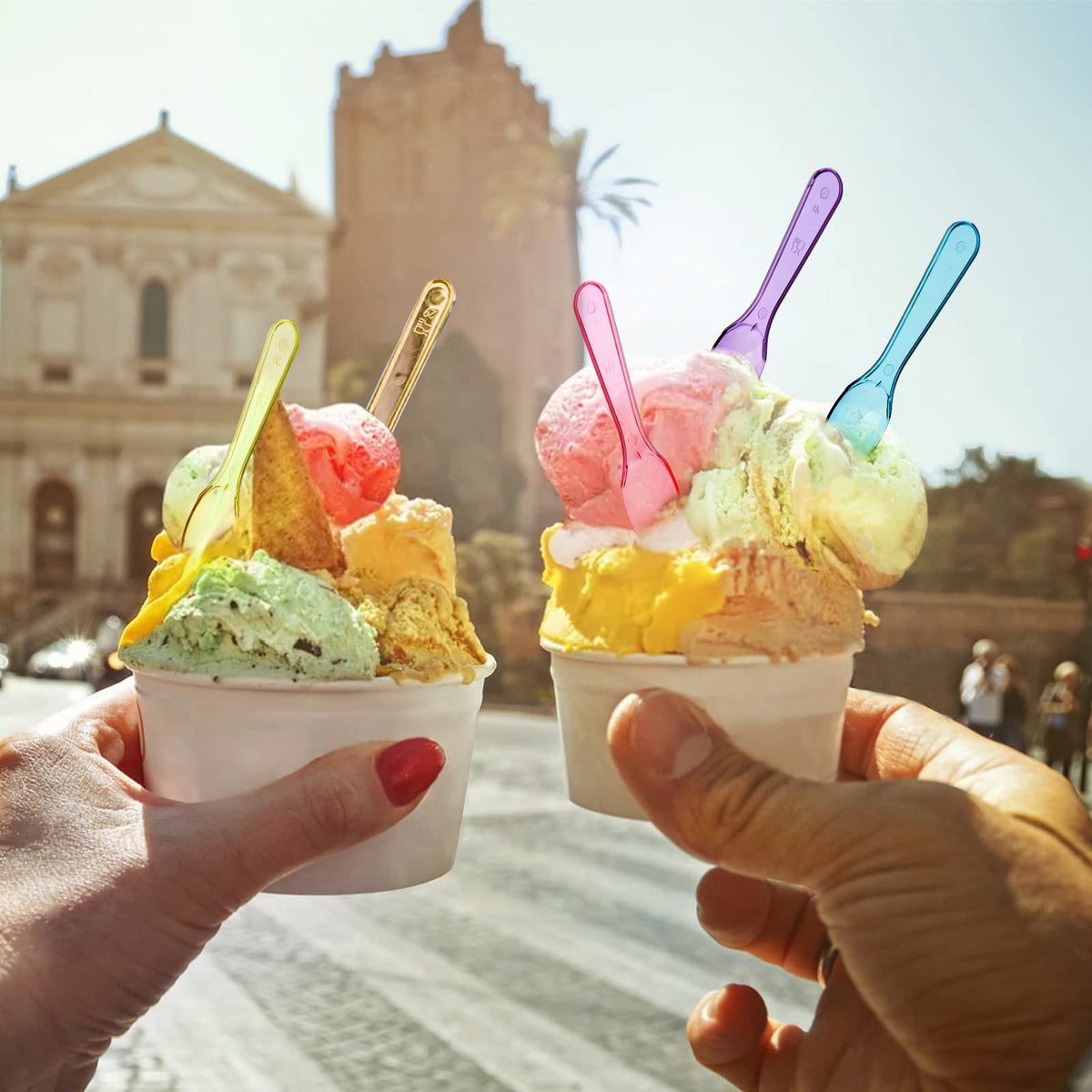 Hiceeden 1000 Pcs Colorful Mini Spoons, 3 Inch Disposable Plastic Tasting Spoons, Small Spoons Snow Cone Taster Spoons for Ice Cream Dessert Party Wedding Cake Yogurt Jello Jam 🍁 All In One Marketplace Canada