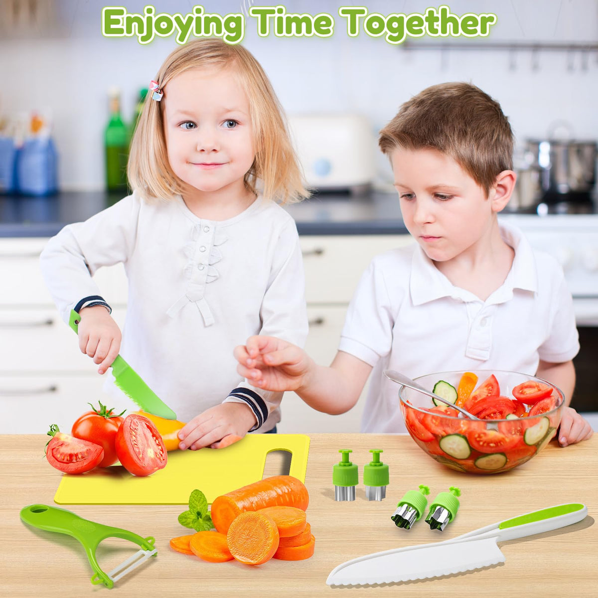 Olanrun Kids Safe Knife Set for Real Cooking, 13pc Montessori Kitchen Tools for Toddlers, Educational Learning Toys Ages 3–12, BPA-Free, Dishwasher-Safe, Christmas, Birthday, Stocking Stuffer Gifts 🍁 All In One Marketplace Canada
