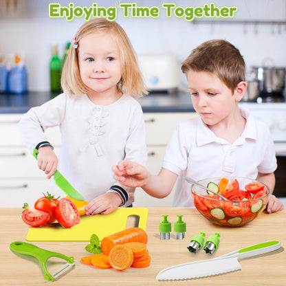 Olanrun Kids Safe Knife Set for Real Cooking, 13pc Montessori Kitchen Tools for Toddlers, Educational Learning Toys Ages 3–12, BPA-Free, Dishwasher-Safe, Christmas, Birthday, Stocking Stuffer Gifts 🍁 All In One Marketplace Canada