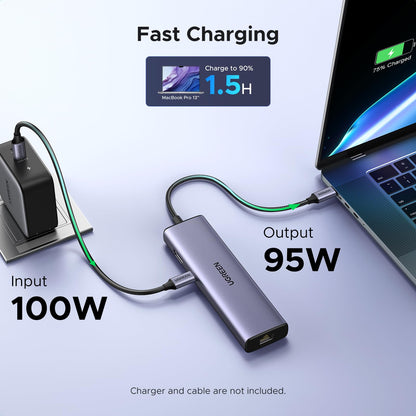 UGREEN Revodok USB C Hub 6-in-1, USB C to Ethernet Adapter with RJ45, 4K@30Hz HDMI, 3 USB 5Gbps, 100W Power Delivery, Compatible with MacBook Neo/Air/Pro,HP, ASUS, XPS13/15, Mac mini,iPad Pro and More
