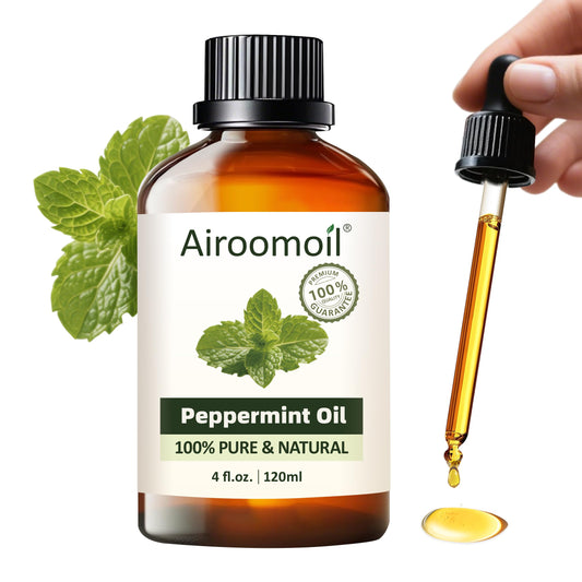 Airoomoil Peppermint Essential Oil 4 fl oz (120 mL) for Diffusers & Aromatherapy, with Glass Dropper, Fresh Minty Scent 🍁 All In One Marketplace Canada