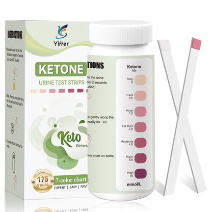 Yiffer Ketone Test Strips (175 Count) - Professional 7-Color Ketone Urine Test for Accurate Ketosis Monitoring, Keto, Low-Carb, Atkins & Paleo Diet Tracker with Easy-Read Results - Available at All In One Marketplace Canada