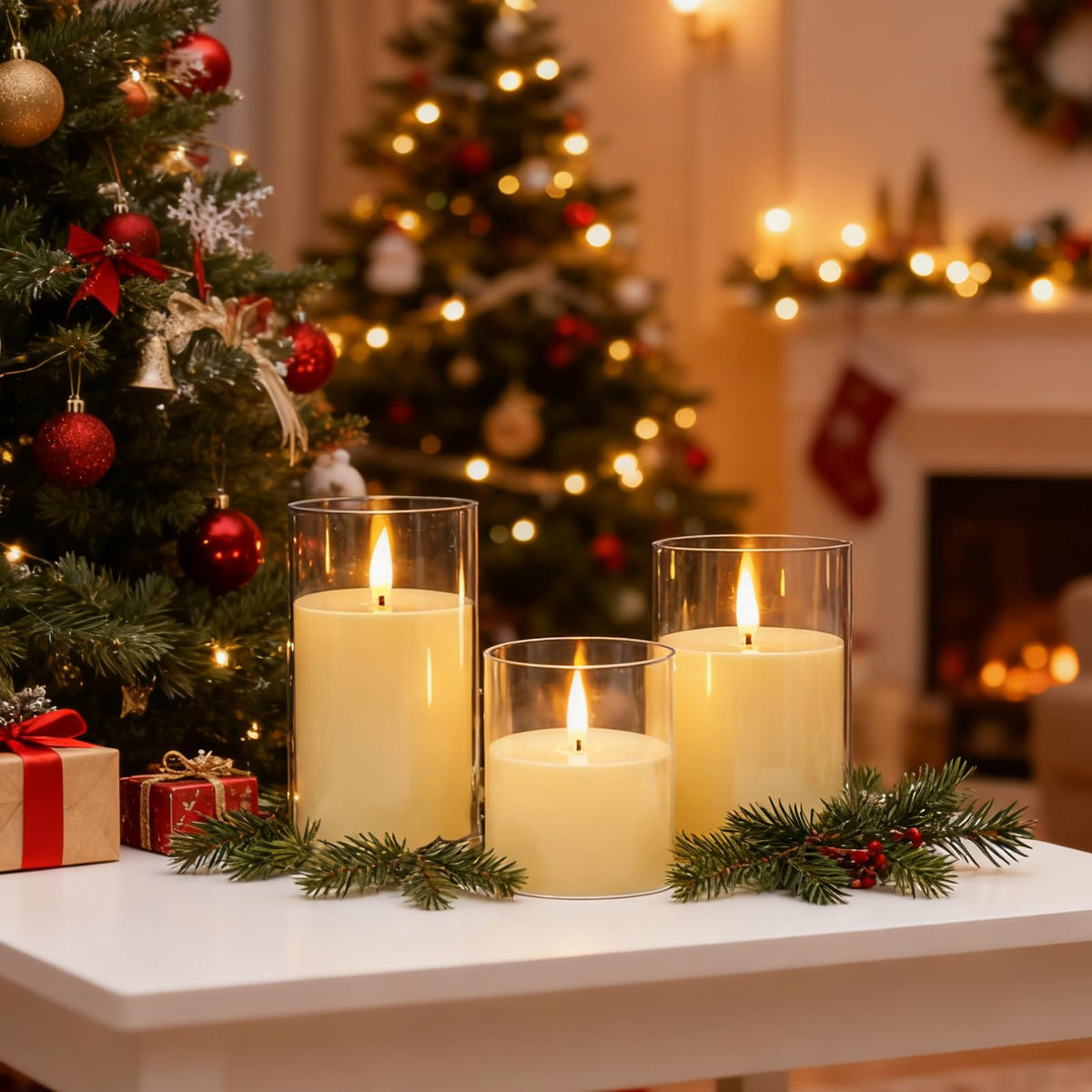Eynshoo 3-Pack Rechargeable Flameless Candles with Remote & Timer, Flickering LED Candles for Living Room, Fireplace, TV Stand & Bedroom Night Light, Holiday Party Decor, Housewarming Gift (Yellow) 🍁 All In One Marketplace Canada