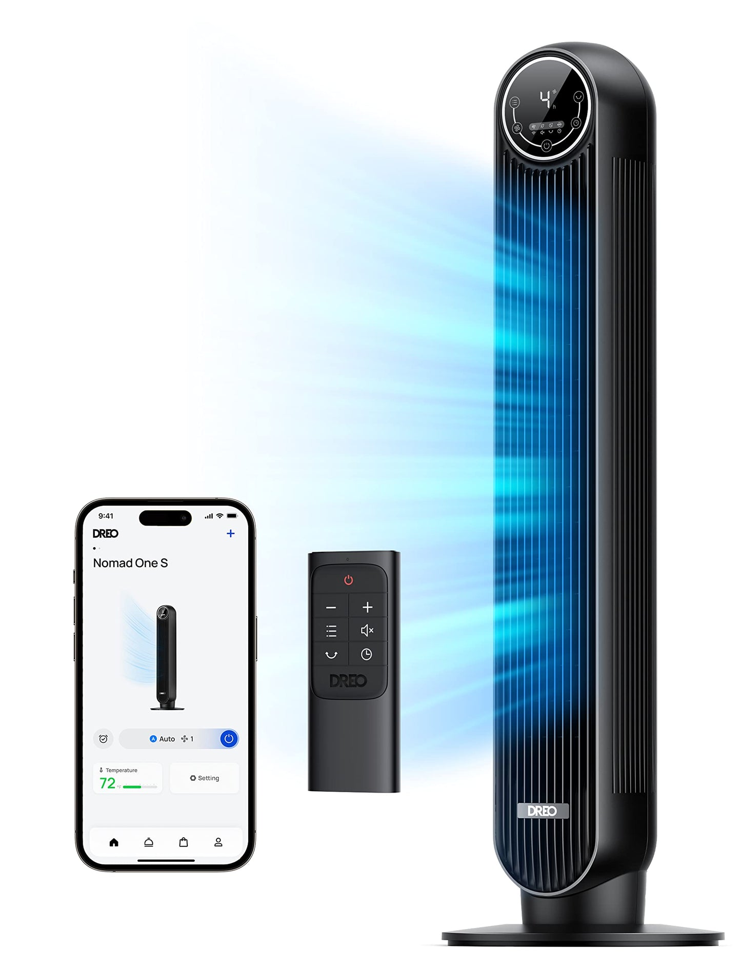 DREO Tower Fan for Bedroom, Smart Oscillating Quiet Floor Fans, Standing Bladeless Fan with Remote and WiFi Voice Control, 4 Modes, 4 Speeds, 8H Timer, 28dB, Works with Alexa/Google 🍁 All In One Marketplace Canada