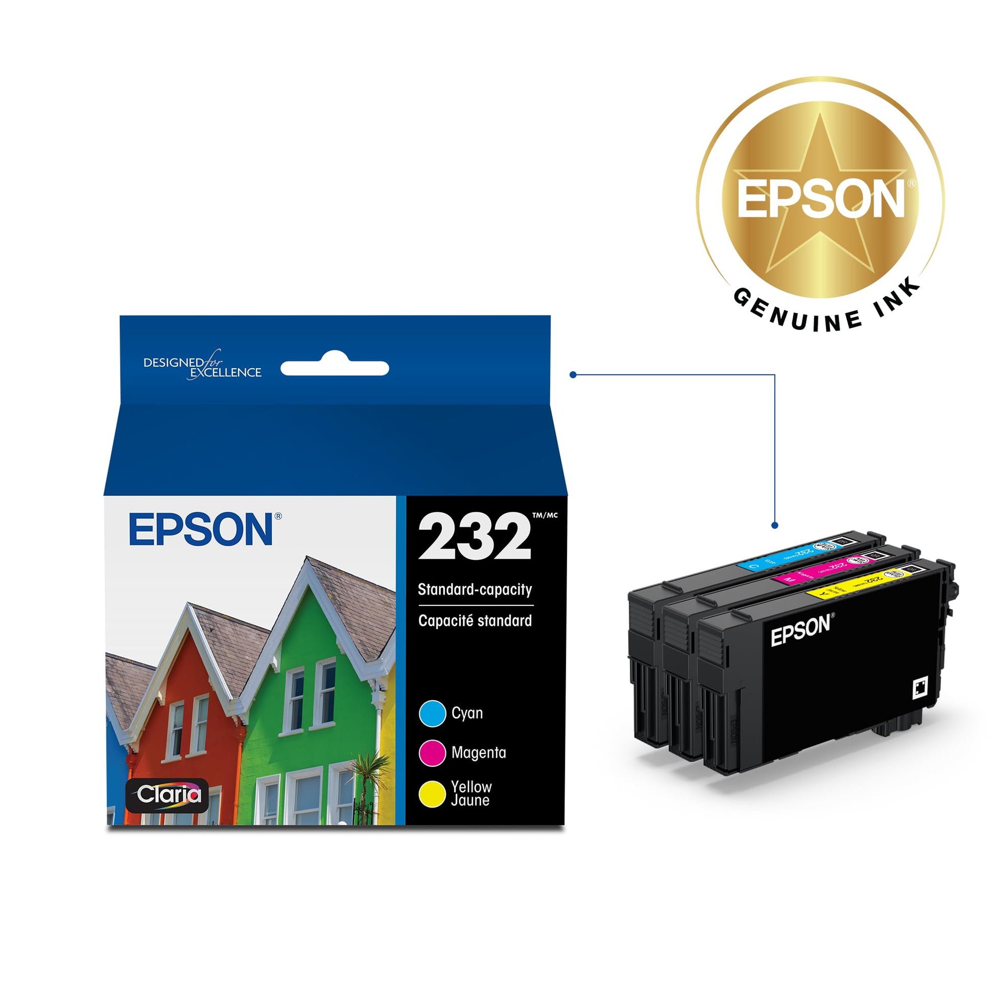 Epson 232 Genuine Ink Standard Capacity 3 Color Combo Pack T232520 Epson
