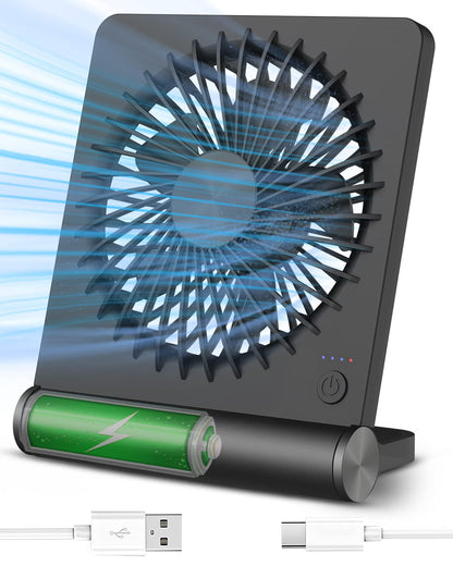 Small Desk Fan,Rechargeable USB Fan Battery Operated,Ultra Quiet, Strong Wind, 3 Speeds Travel Fans - Available at All In One Marketplace Canada