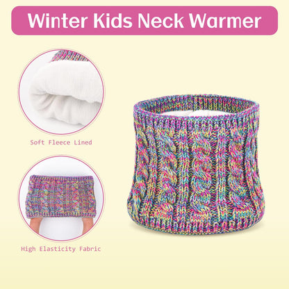 KIRAAT Kids Winter Pom Beanie Hat Scarf Gloves Set,Toddler Girls Boys Warm Knitted Fleece Lining Slouchy Cap for 3-10 Years Rainbow 🍁 All In One Marketplace Canada