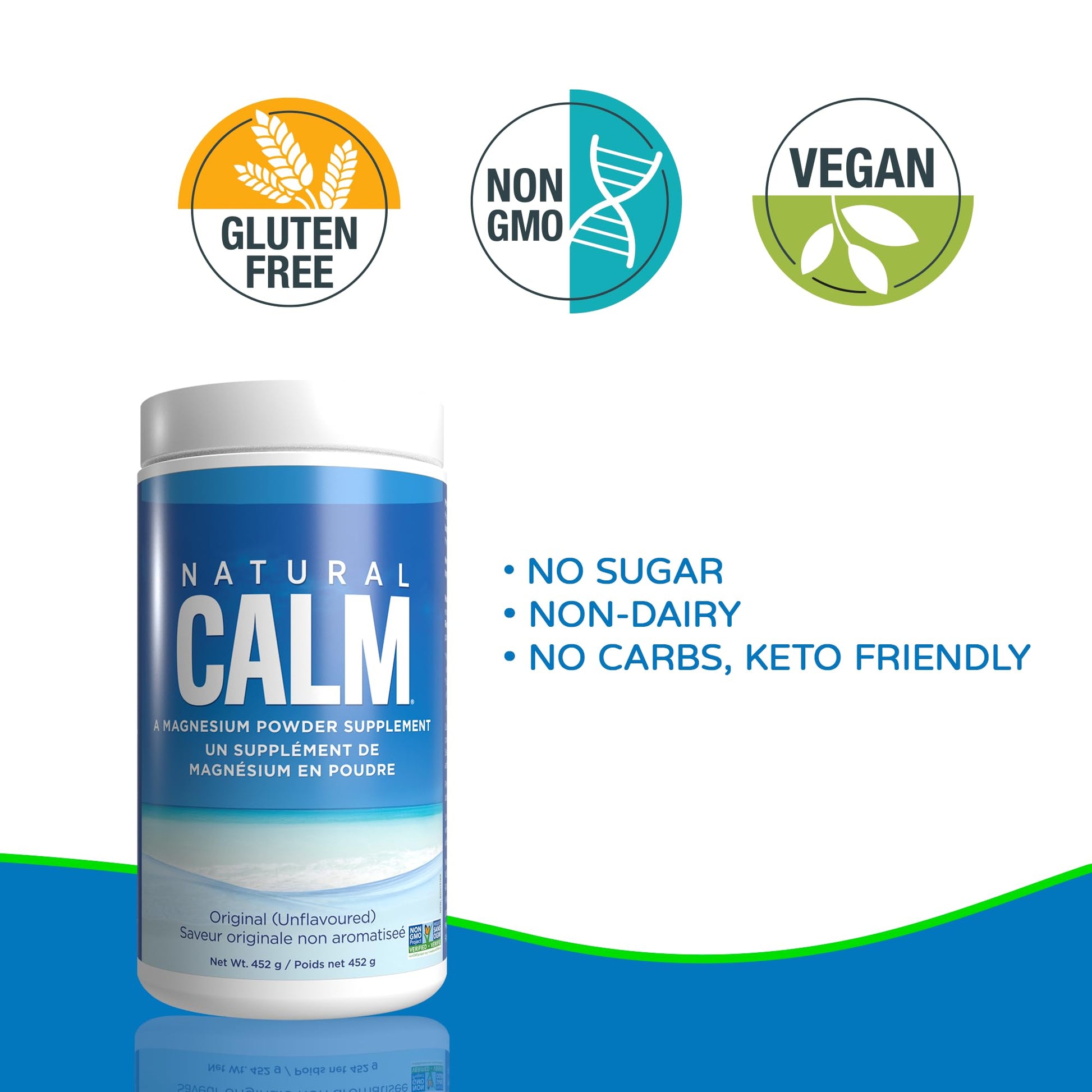 Natural Calm Magnesium Citrate Powder (Unflavoured) 452g - Quick Absorbing - Loved Magnesium Drink - Available at All In One Marketplace Canada