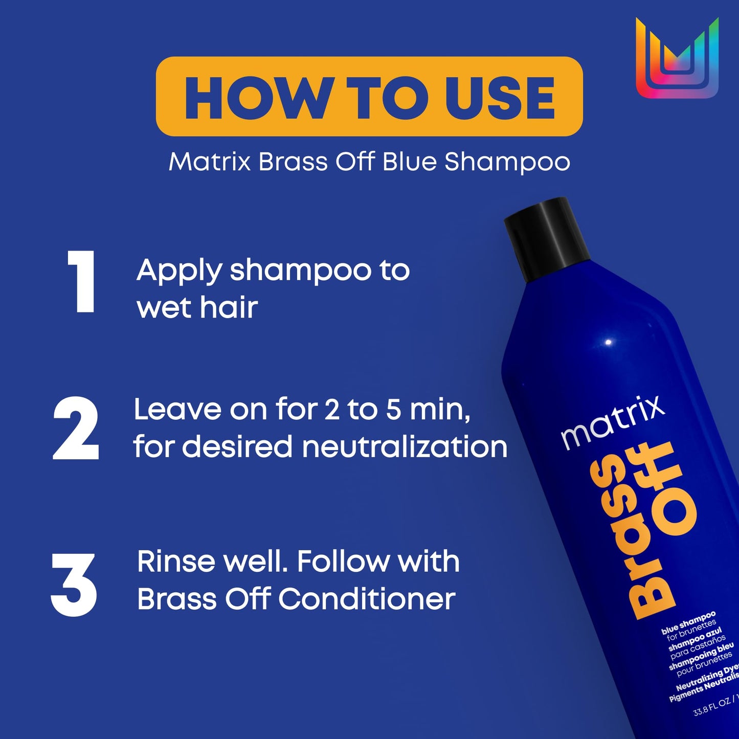 Matrix Brass Off Blue Shampoo, Refreshes & Neutralizes Brassy Tones, Color Depositing Shampoo, For Brassy Hair, For Color Treated Hair, Salon Shampoo, Packaging May Vary Matrix