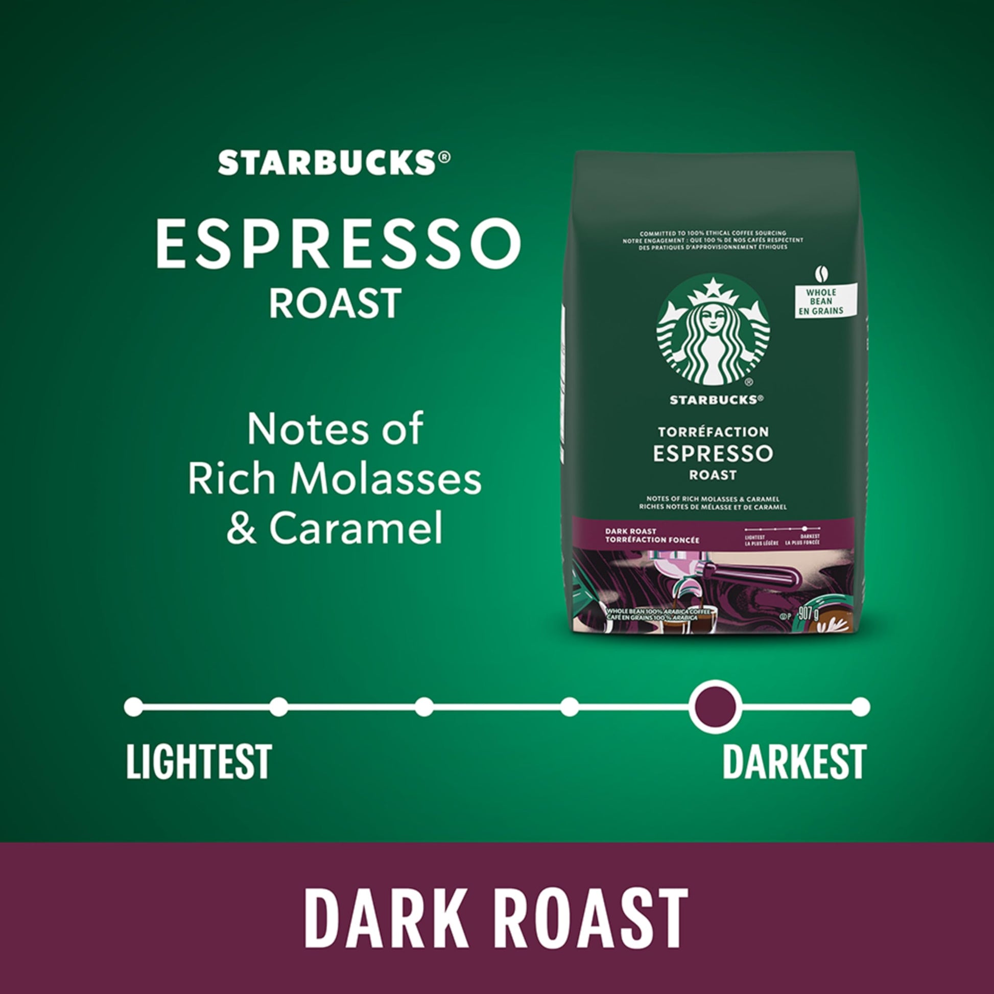 Starbucks Espresso Roast Whole Bean Coffee, 907g