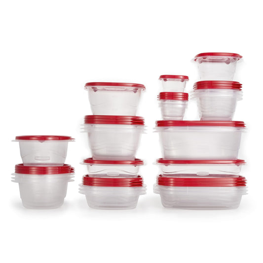 Rubbermaid TakeAlongs Food Storage Containers, 52 Piece Plastic Container Set, Dishwasher and Microwave Safe Meal Prep, Snack, and Lunch Container, BPA Free, Ruby Red - Available at All In One Marketplace Canada