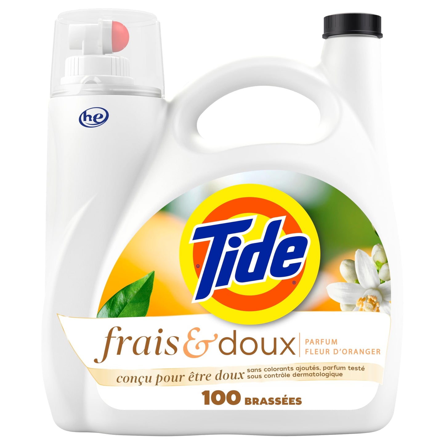 Tide Fresh & Gentle liquid laundry detergent, 100 Loads, Orange Blossom Scent, Gentle laundry soap with nature inspired freshness, 3.9 L Tide