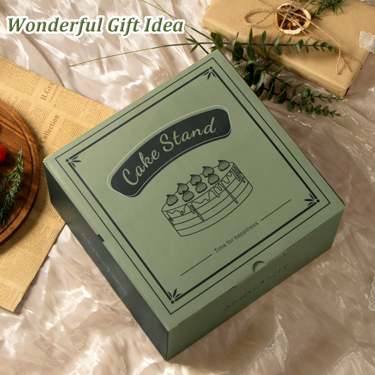 ANBOXIT Cake Stand with Dome Lid, Acacia Wood Cake Plate with Cover 🍁 All In One Marketplace Canada