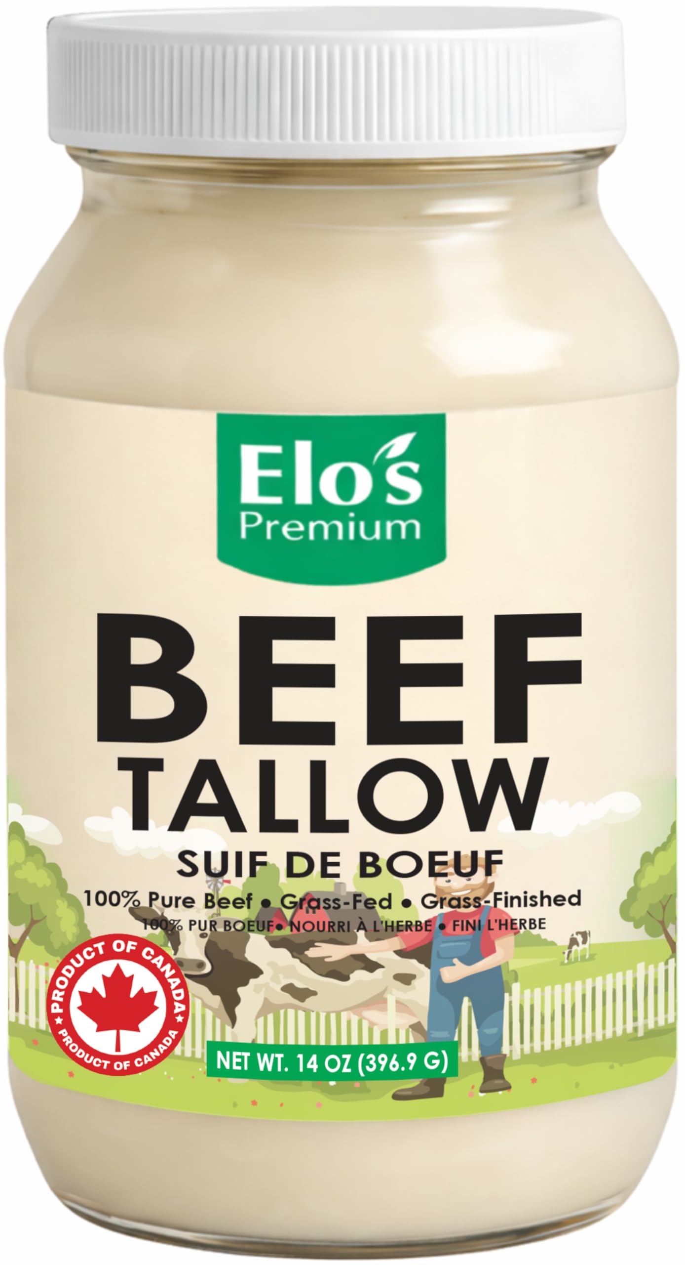 Canadian Beef Tallow 14oz - Premium Rendered Cooking Fat