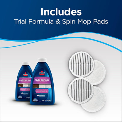 Bissell Spinwave Cord Powered Hard Floor Mop 2039C - Quiet Operation with On Demand Spray for Sealed Hard Floor Surfaces - Includes Trial Formula, A Set of Soft Pads and A Set of Scrub Pads Bissell