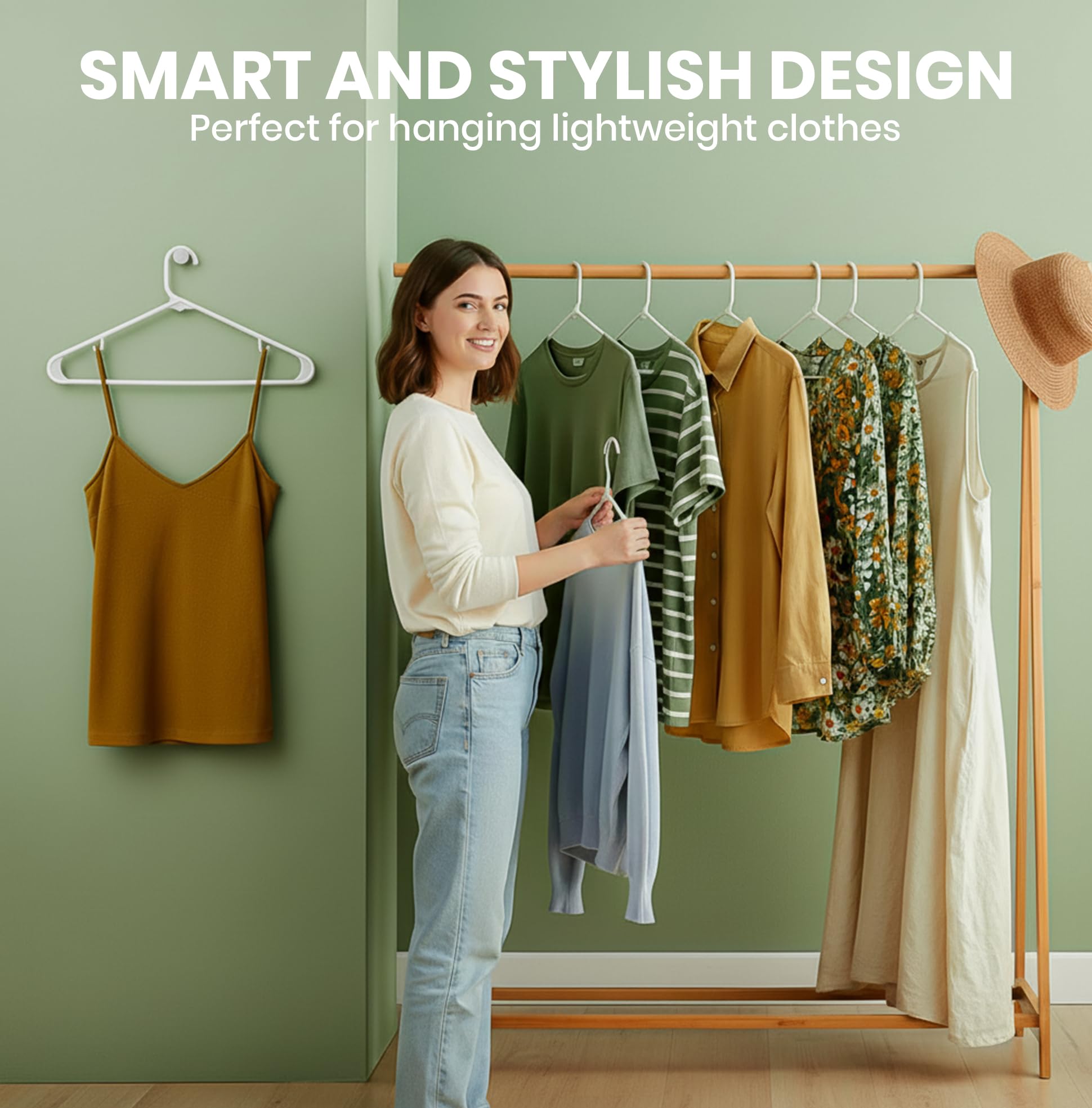 Utopia Home Plastic Hanger, 50 Pack, White Clothes Hangers with Hooks, Durable Heavy Duty Coat Hangers for Shirts, Pants, Skirts, Jackets, Blouses, Dresses, and Everyday Closet Organization - Available at All In One Marketplace Canada