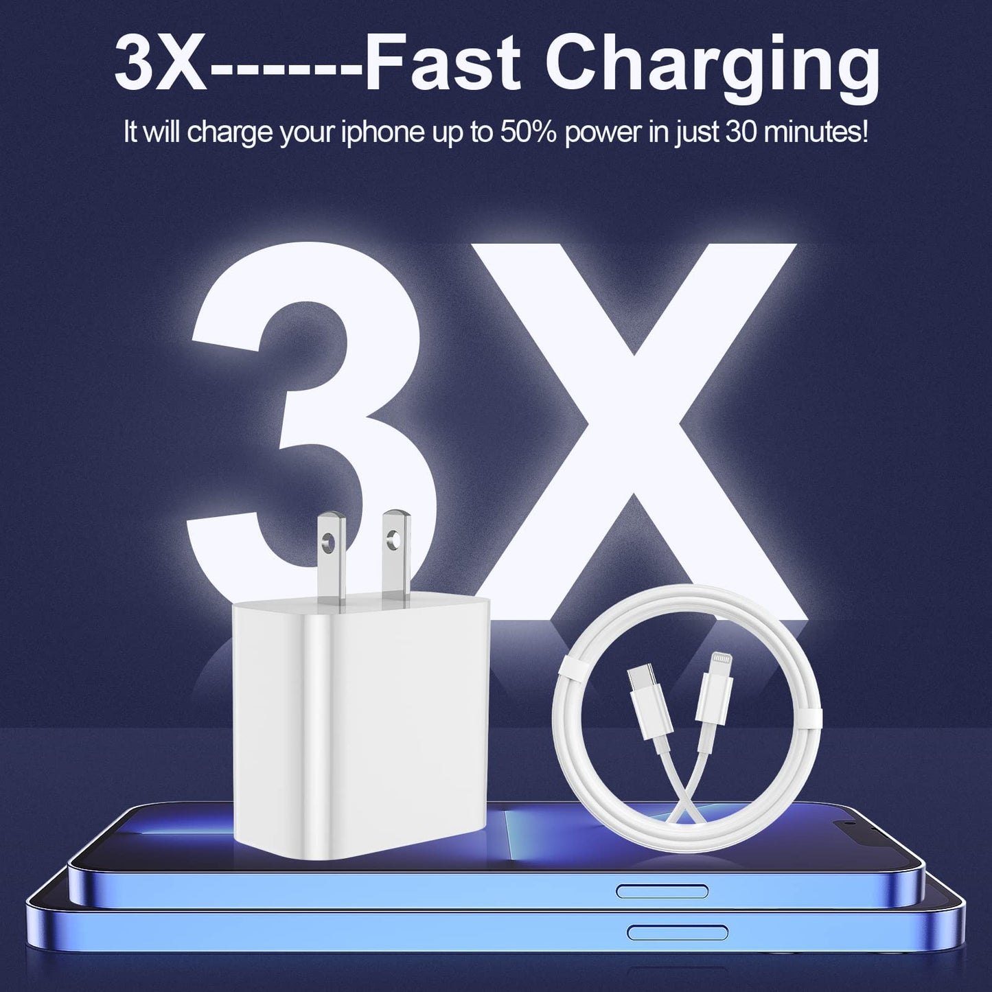 iPhone Charger Apple Charger, [Apple MFi Certified]2 Pack Apple Type C Wall Charger Block with 2 Pack [6FT&10FT] Long USB C to Lightning Cable for iPhone 14/13/12/12 Pro Max/11/Xs Max/XR/X,AirPods Pro - Available at All In One Marketplace Canada