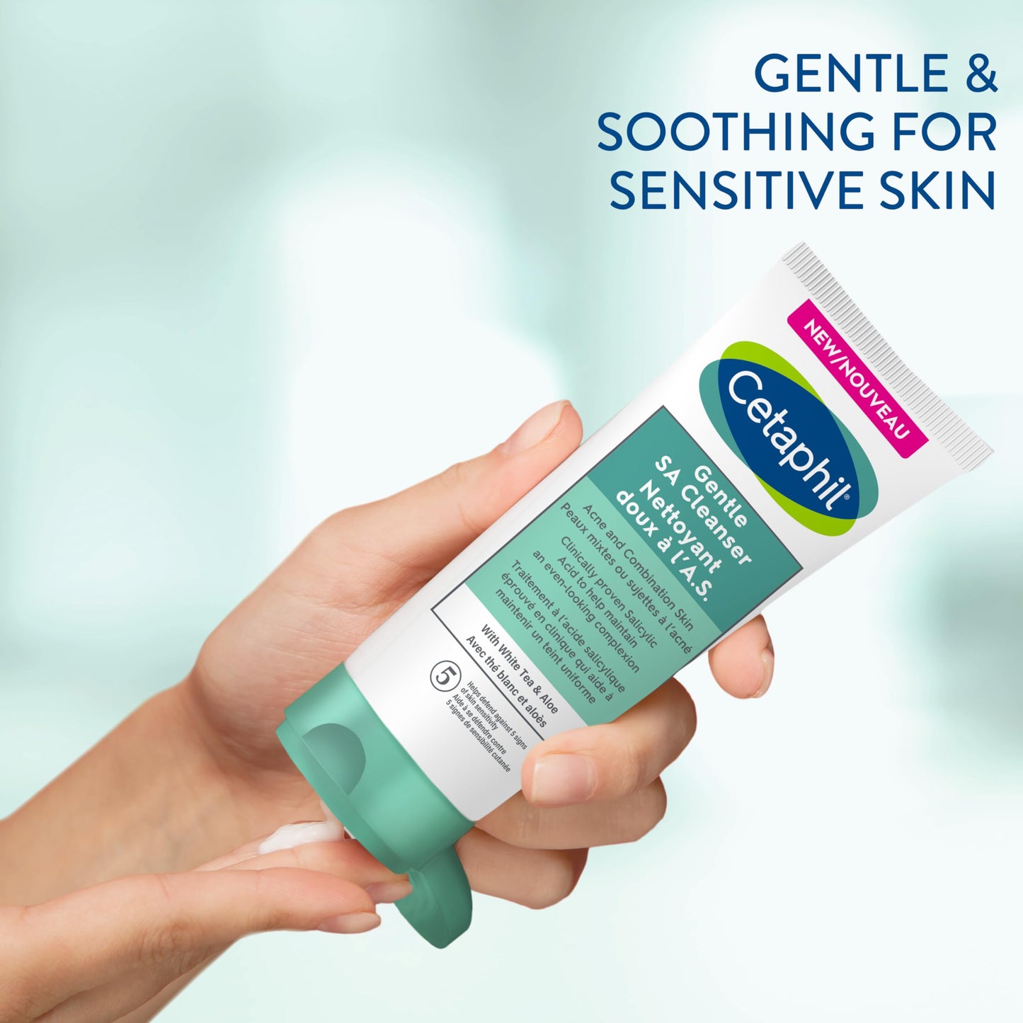 Cetaphil Gentle Salicylic Acid Face Wash Cleanser, Exfoliating Facial Cleanser for Acne-Prone Skin, Pore Minimizer with Aloe & White Tea, Dermatologist Recommended, 124ml - Available at All In One Marketplace Canada